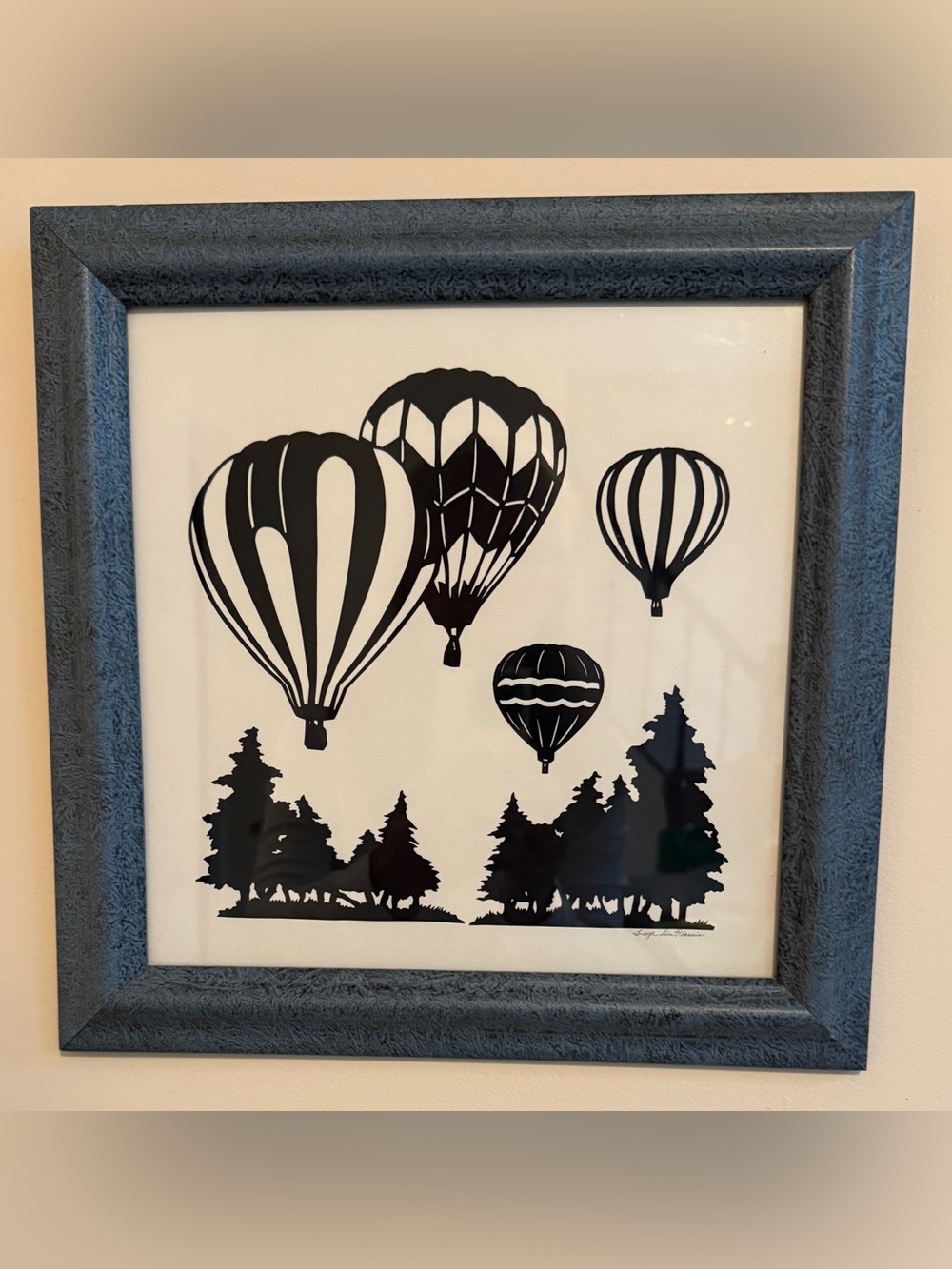 Faye & Bernie DuPlessis Framed Papercutting Art Hot Air Balloons Signed Guild